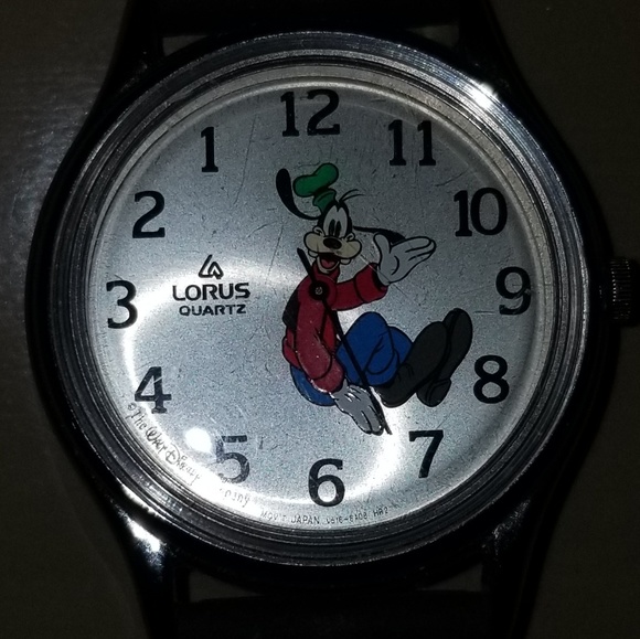 Vntg Disney Lorus Backwards Goofy Watch w/case - Picture 3 of 10